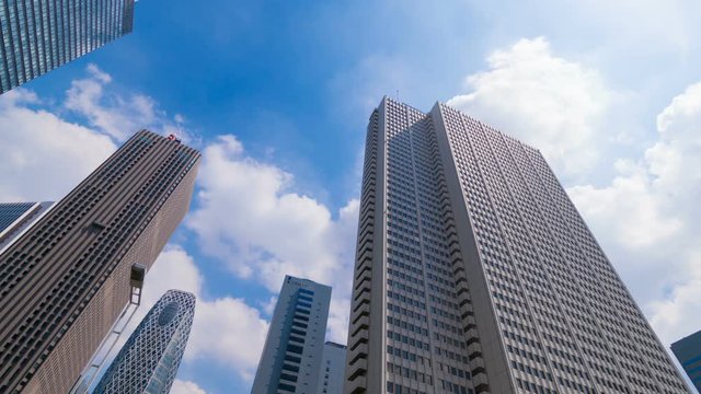 4K 東京　新宿高層ビル群　スパイラル回転　タイムラプス　