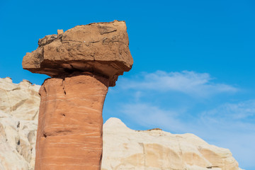 Low angle landscape of a cap rock at Paria Rimrocks in Grand Staircase Escalante National Monument