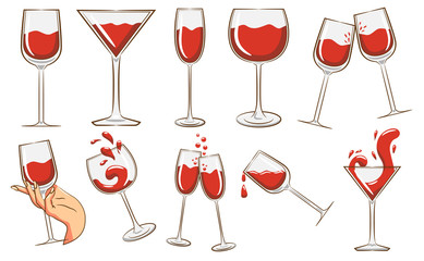 wine glass vector set graphic clipart design