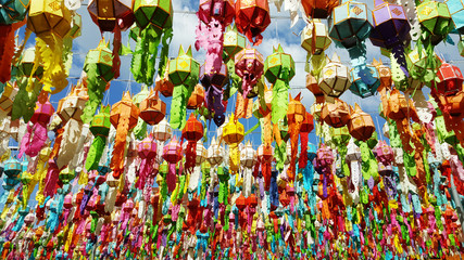 Fototapeta na wymiar Colorful Lantern Festival or Yee Peng Festival