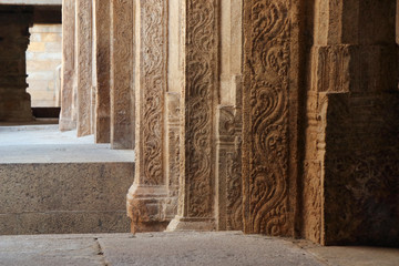 Stone carving Pillars in Hindu Temple