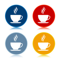 Coffee cup icon trendy flat round buttons set illustration design
