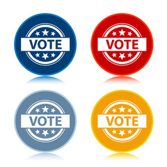 Vote badge icon trendy flat round buttons set illustration design