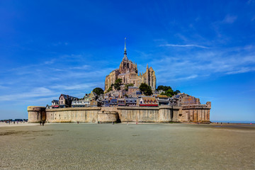 Fototapeta na wymiar Exterior views of Mont St Michel in northern France