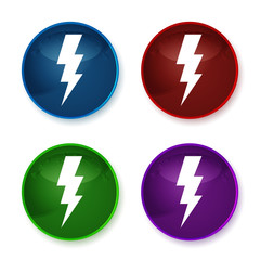 Lightning bolt icon shiny round buttons set illustration