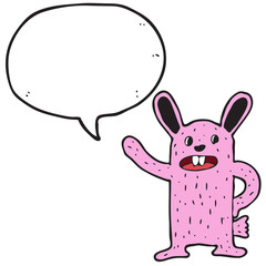 digitally drawn illustration Rabbit characters and speech bubbles design. hand drawing style