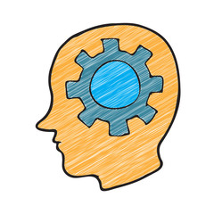 digitally drawn illustration intelligence icon design. hand drawing texture style