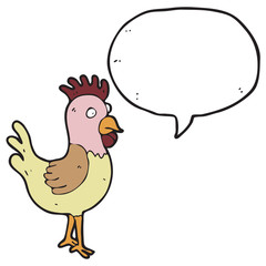 digitally drawn illustration chicken and speech bubbles design. hand drawing style