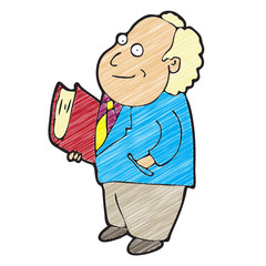 digitally drawn illustration professor design. hand drawing texture style