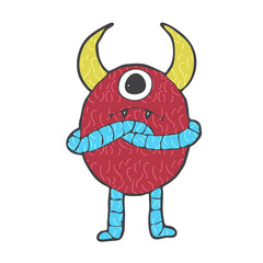 digitally drawn illustration character monsters design. hand drawing texture style