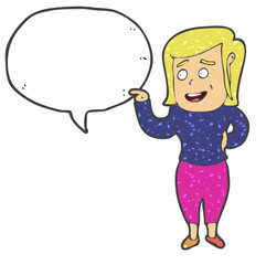digitally drawn illustration women and speech bubbles design. hand drawing texture style