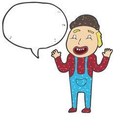 digitally drawn illustration farmers and speech bubbles design. hand drawing texture style