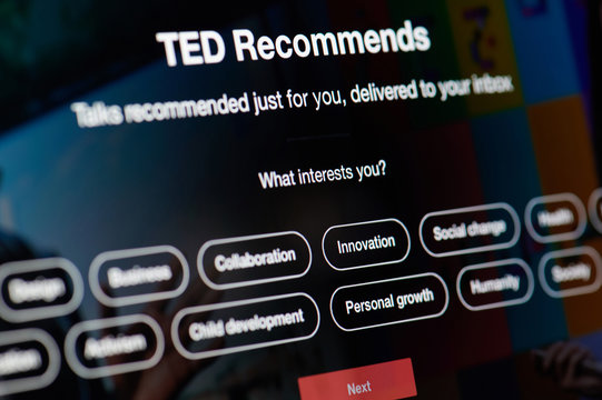 Ted recommends on laptop screen