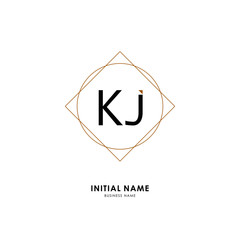 K J KJ Initial logo letter with minimalist concept. Vector with scandinavian style logo.