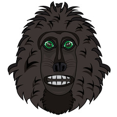 Mug ape baboon on white background is insulated