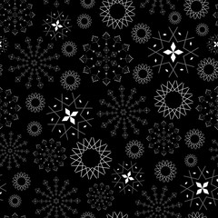 Abstract seamless pattern illustration of snowflakes.