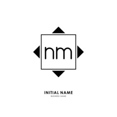 N M NM Initial logo letter with minimalist concept. Vector with scandinavian style logo.