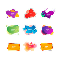 Set of trendy abstract elements. Gradient liquid shapes with multi layer effect. Templates for presentations, banners, flyers and apps. Vector illustration