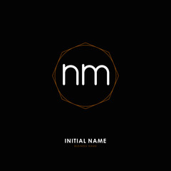 N M NM Initial logo letter with minimalist concept. Vector with scandinavian style logo.