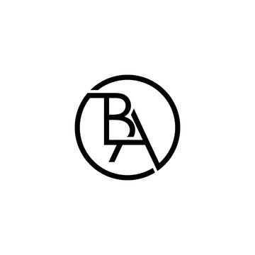 simple typography BA circle vector logo