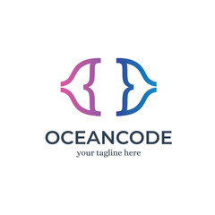 Ocean Code Logo Design Template Inspiration - Vector