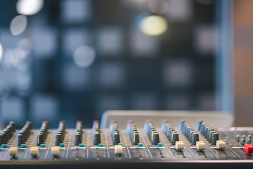Professional digital audio channel mixer in studio