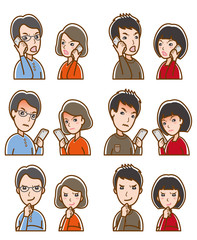 カップルの表情 のイラスト