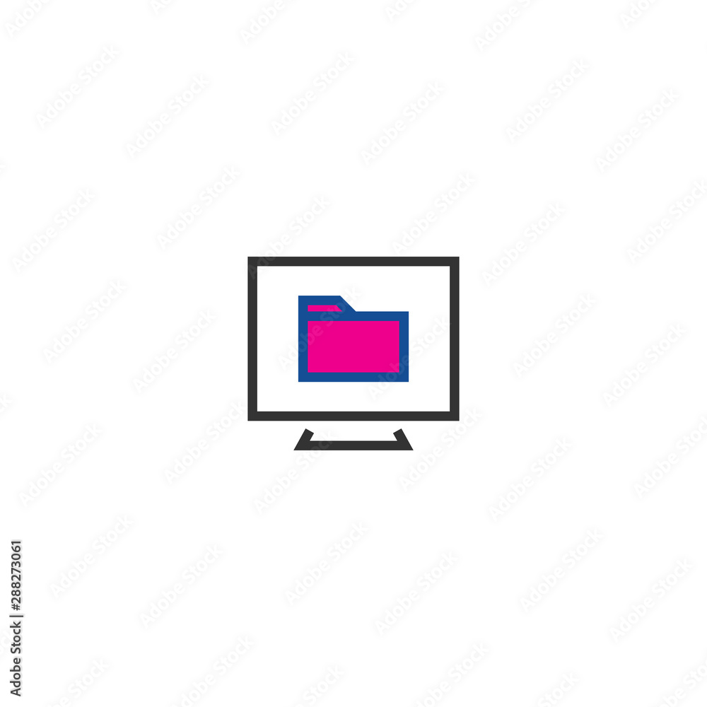 Aufkleber line art icon with black pc folder line icon. business interface. design element. vector template. i