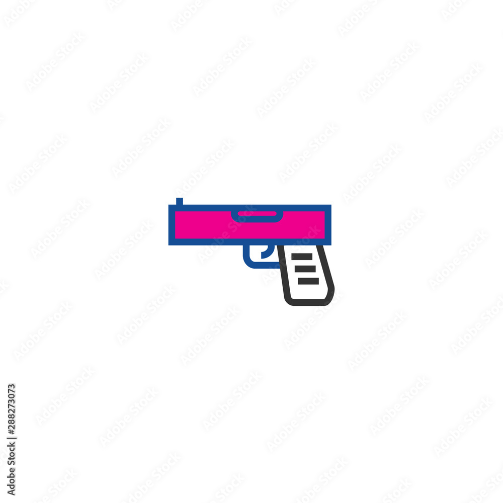 Poster gun color line icon in linear style on white background. abstract art background. abstract technolog