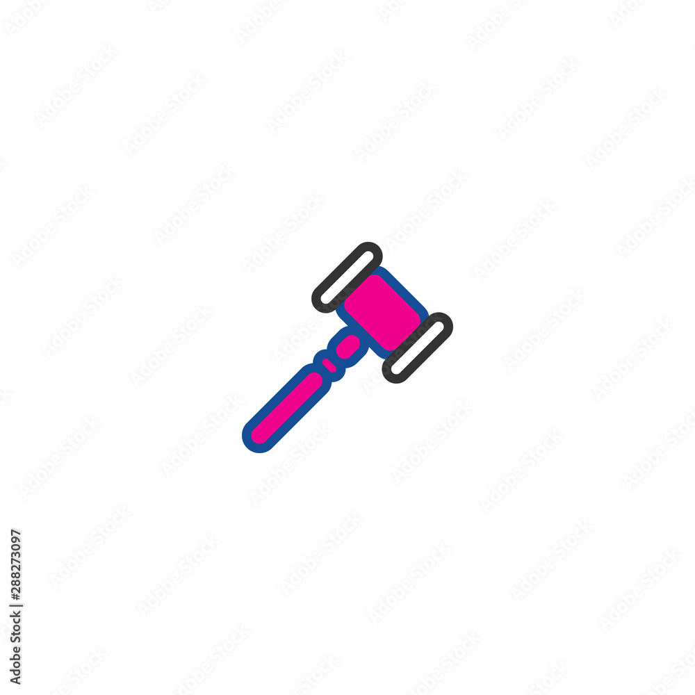 Poster judge hammer color line on white background. simple modern vector icon. modern pattern. vector templ