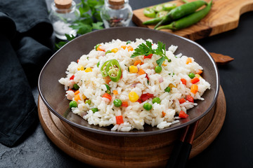 Fried rice with vegetables asian style.