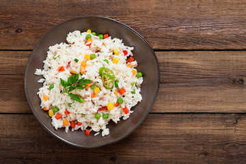 Fried rice with vegetables asian style.