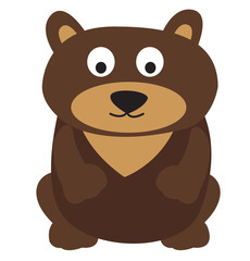 Cute bear sits. Vector flat illustration isolated on the white background