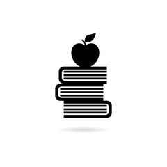 Apple and books icon isolated on white background