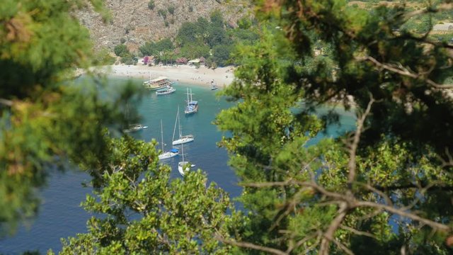 Beautiful aerial view of The Butterfly Valley in Fethiye, Turkey
