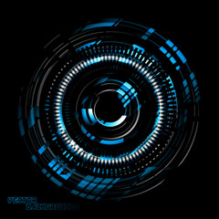 Abstract tech round on a black scene vector graphics wallpaper backgrounds
