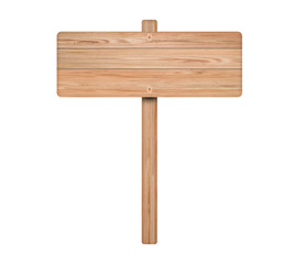 Wooden sign isolated on white background. Object with clipping path.