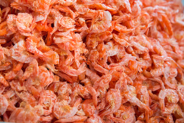 dried shrimp or dried salted prawn background, seafood background