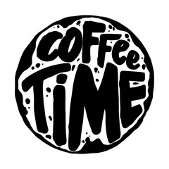 Coffee time. Lettering phrase on white background. Design element for poster, banner, t shirt, emblem. - obrazy, fototapety, plakaty