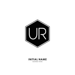 U R UR Initial logo letter with minimalist concept. Vector with scandinavian style logo.