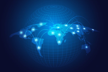 connection of world concept. transition data and future concept