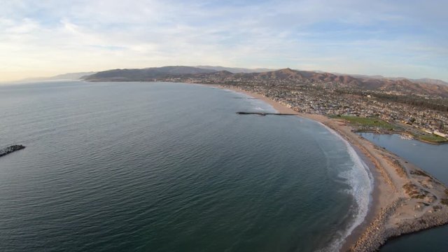 Ventura Harbor Aerial Flying Above Soters Point Marina Park Overview