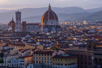 Fototapeta na wymiar view of florence from top of st peters basilica in italy