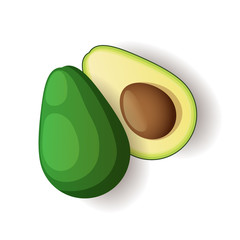 Avocado with brown seed inside icon isolated, healthy organic food, vector illustration.