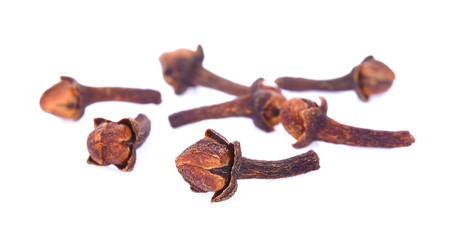 dry cloves on white background