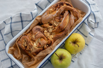 Home made sweet apple bread with cinnamon