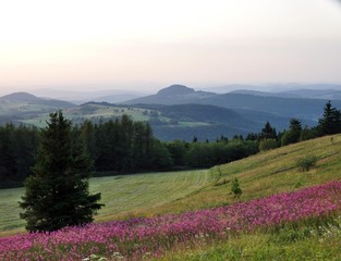 Fototapeta premium Sonnenuntergang an der Wasserkuppe