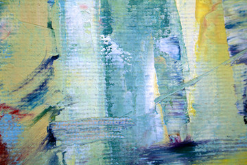 Abstract modern painting. Painting painted with a palette knife on canvas with oil paints in a large stroke.
