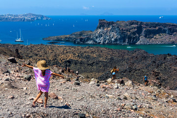 View of Volcanic park of Santorini's island in Greece.