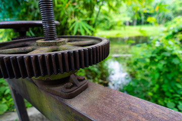 gear to manually open close the water dam